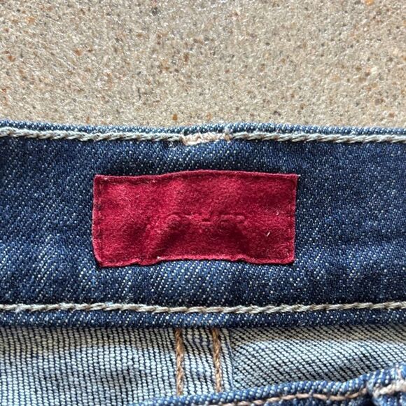 MOTHER Dark Blue Flare Jeans with Red Accents - Picture 2 of 13